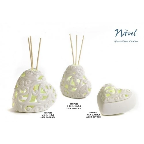 SCATOLA CUORE 10 CM. PORCELLANA-LUCE