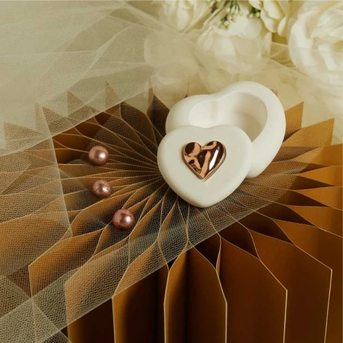 Scatola Claraluna Cuore cm.9x8,5x4 - Oro Rosa