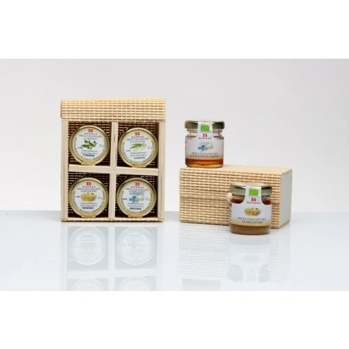 Bomboniera Solidale Cuorematto: Set 2 Degustazione Miele Bio in Contenitore di Bambù