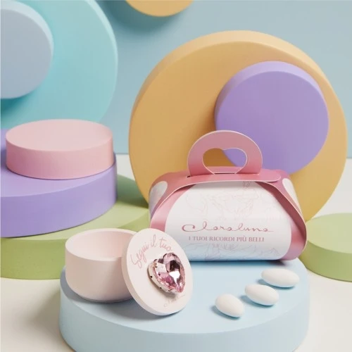 SCATOLA TONDA GESSO CON CUORE ROSA - CLARALUNA 2025