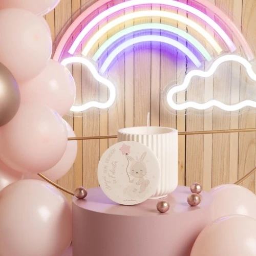 SCATOLA CANDELA CONIGLIETTO ROSA PROFUMO VANIGLIA