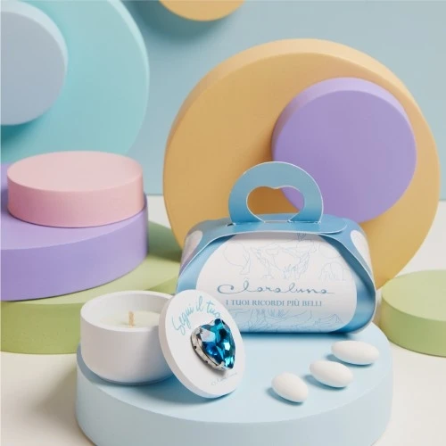 SCATOLACANDELA CON CUORE AZZURRO - CLARALUNA 2025