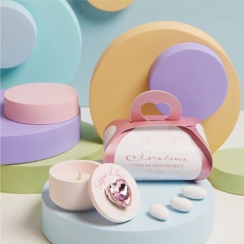 SCATOLA CANDELA CON CUORE ROSA - CLARALUNA 2025