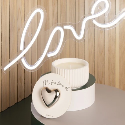 SCATOLA CANDELA C/CUORE SILVER PROFUMO VANIGLIA