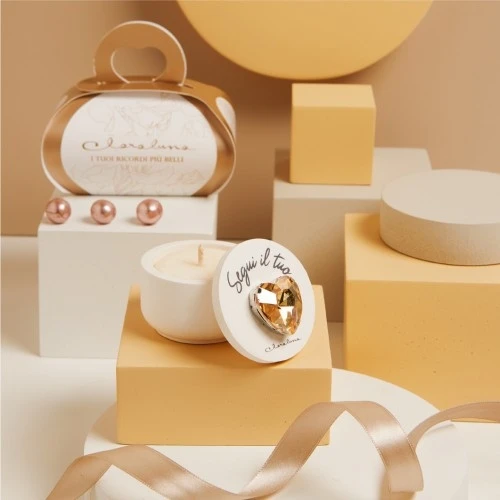 SCATOLA CANDELA CUORE ORO - CLARALUNA 2025