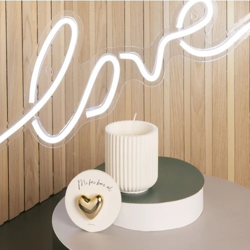 SCATOLA CANDELA C/CUORE ORO PROFUMO VANIGLIA