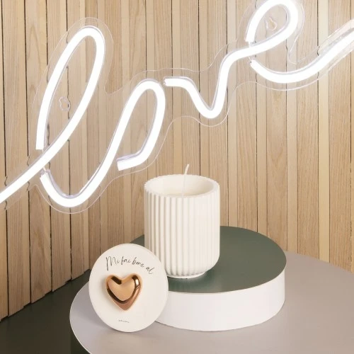 SCATOLA CANDELA C/CUORE RAMATO PROFUMO VANIGLIA