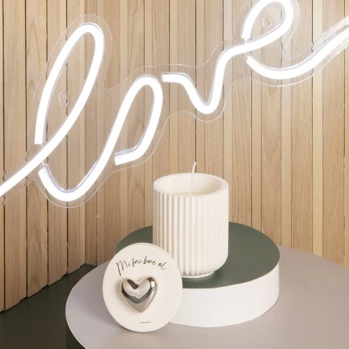 SCATOLA CANDELA CON CUORE SILVER PROFUMO VANIGLIA