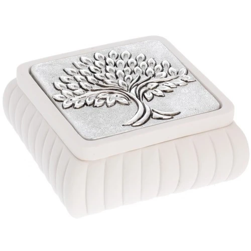 SCATOLINA QUADRATA 11X11X4,5 FESONATA CON DECORO ALBERO SPIGHE