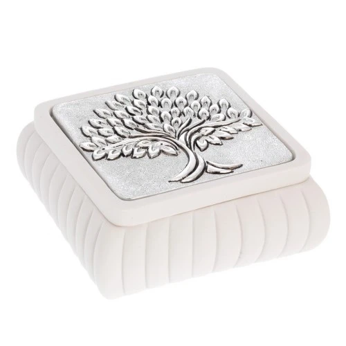 SCATOLINA QUADRATA 8X8X4 FESONATA CON DECORO ALBERO SPIGHE