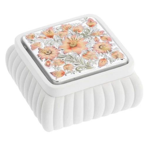 SCATOLINA QUADRATA BIANCA CON FESONI CM.8