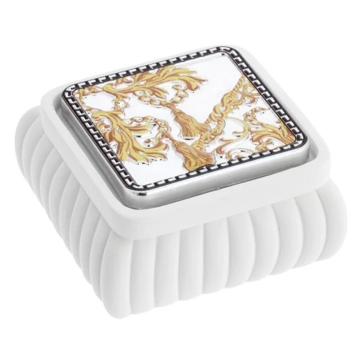 SCATOLINA QUADRATA BIANCA CON FESONI CM.8