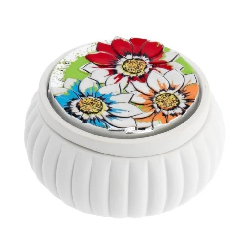 SCATOLINA TONDA BIANCA CON FESONI CM.8