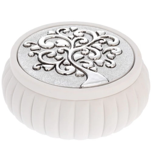 SCATOLINA TONDA D. 11,5X4,5 FESONATA CON DECORO ALBERO CUORI