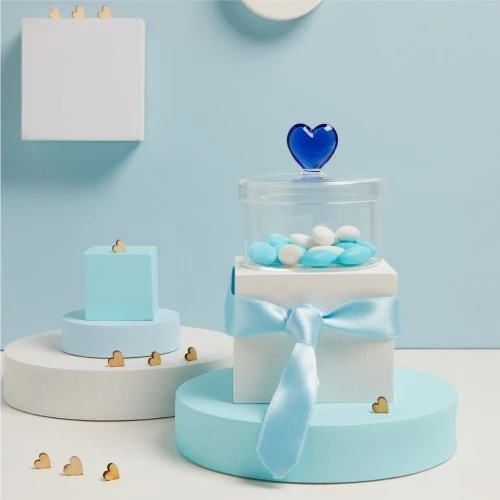 SCATOLINA VETRO CUORE BLU - CLARALUNA 2025