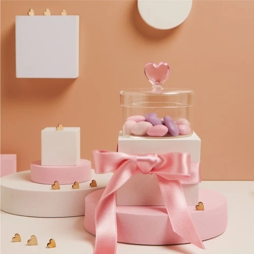SCATOLINA VETRO CUORE ROSA - CLARALUNA 2025
