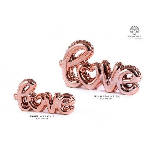 SCRITTA 'LOVE' PALLONCINI ROSA 9.3 CM. PORCELLANA