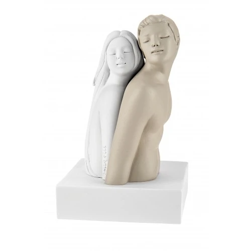 SCULTURA COPPIA MEZZO BUSTO H.11 BIANCO/NOCCIOLA
