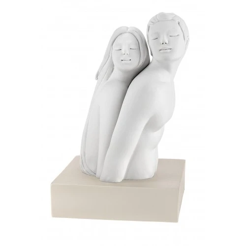 SCULTURA COPPIA MEZZO BUSTO H.23 BIANCO/NOCCIOLA