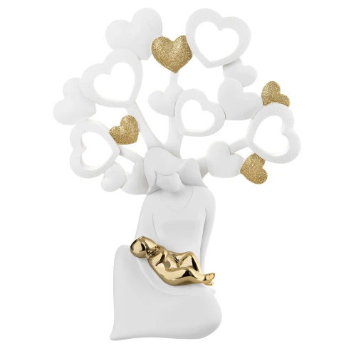 Scultura da tavolo con maternità e cuoricini glitterati