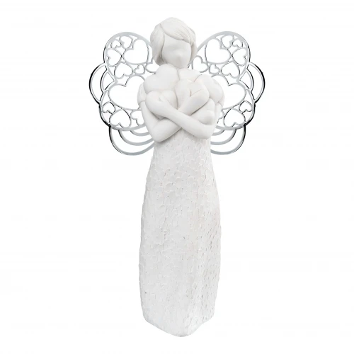 SCULTURA SOGNO ANGELO CUORI H 21
