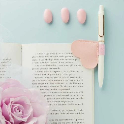 Penna Segnalibro Claraluna con Cuore Estraibile: Bomboniera Utile cm. 6x5 - Rosa