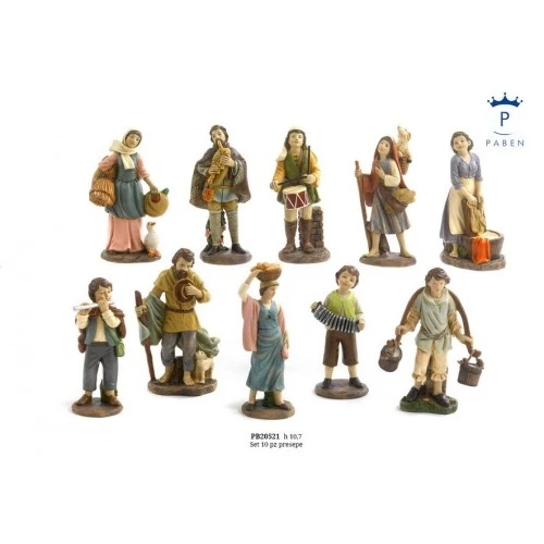 SET 10 FIGURINE PRESEPE 10.7 CM. RESINA