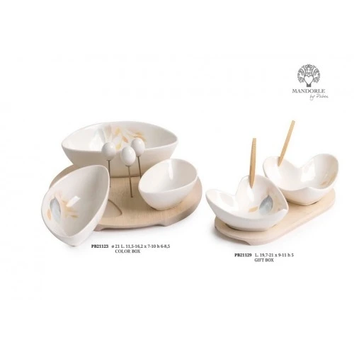 SET 2 CIOTOLINE A CUORE SU VASSOIO 21 CM. PORCELLANA G.BOX