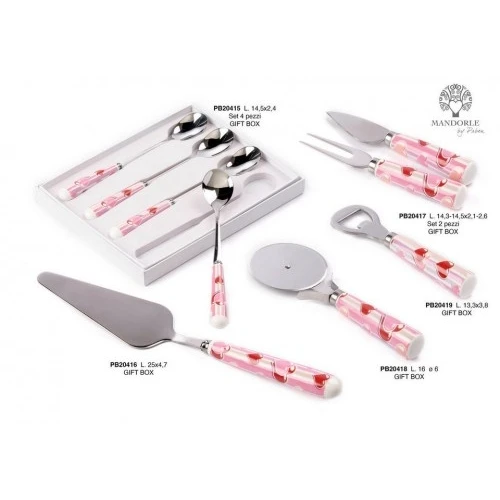 SET 2 UTENSILI FORMAGGIO CUORI 14.5 CM. PORCELLANA