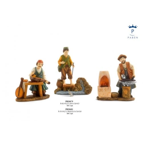 SET 3 FIGURINE MASCHILI PRESEPE 14.2 CM. RESINA