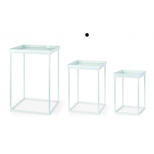 SET 3 TAVOLINI METALLO BIANCO CON MAGNETE