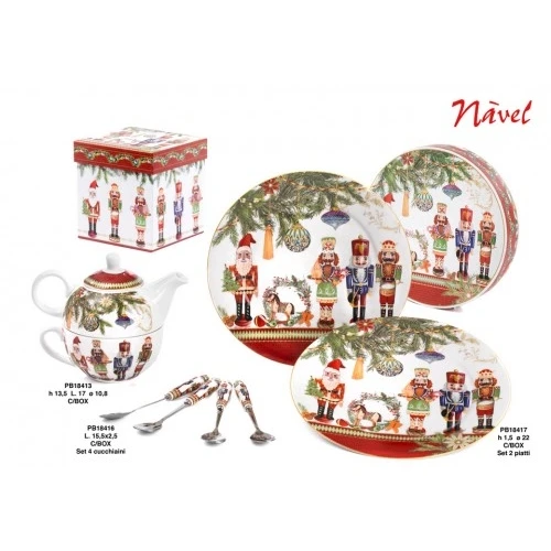 SET 4 CUCCHIAINI/SOLD-DEC. NAT. 15.5 CM. PORC. C.BOX NAVEL