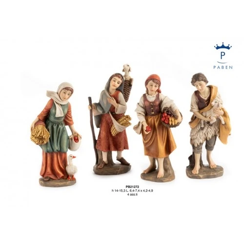 SET 4 FIGURINE PRESEPE 15.3 CM. RESINA