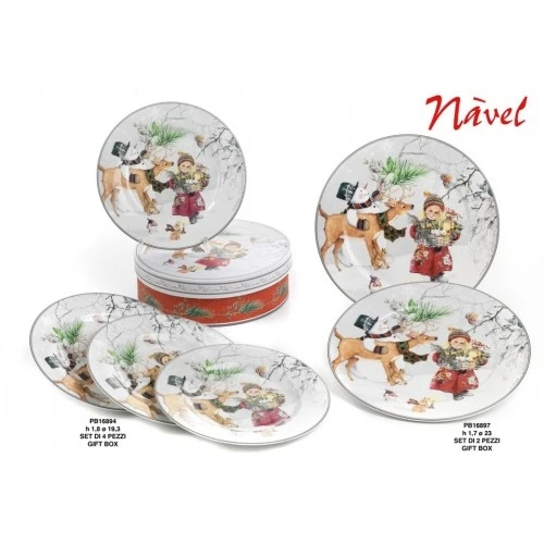SET 4 PIATTINI NATALE 19.3 CM. PORCELLANA
