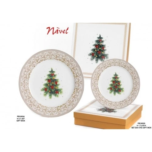 SET 4 PIATTINI NATALE 19.4 CM. PORCELLANA