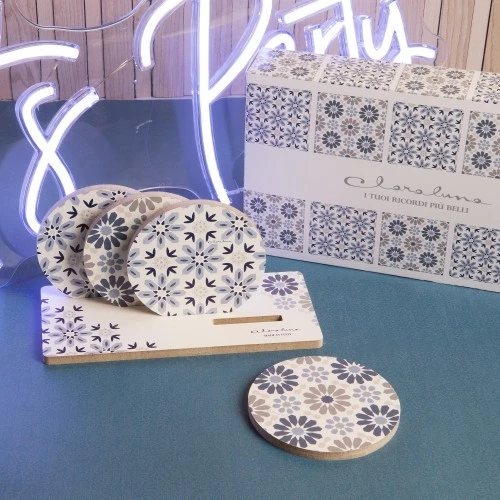 SET 4 SOTTOBICCHIERI BLU/TORTORA