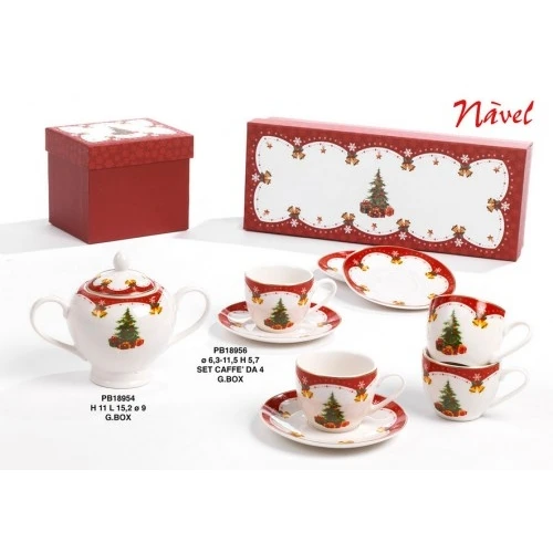 TAZZINE SET 4 PEZZI ALB. NATALE 11.5 CM. PORCELLANA