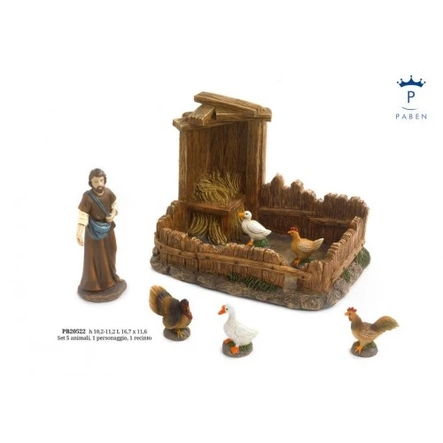 SET 5 ANIMALI CORTILE - GUARDIANO - RECINTO 10.2 CM. RESINA