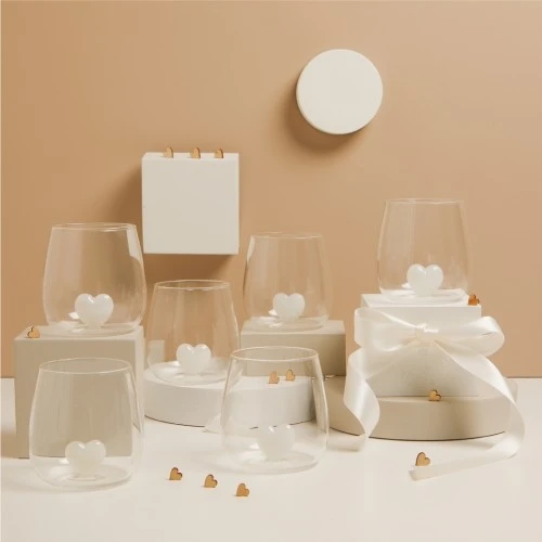 SET 6 BICCHIERI VETRO CUORE BIANCO - CLARALUNA 2025