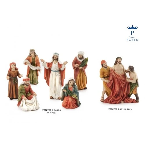 SET 6 FIGURANTI INGRESSO A GERUSALEMME 12.3 CM. RESINA