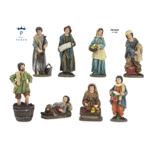 SET 8 FIGURINE PRESEPE (PB19527) 15.6 CM. RESINA