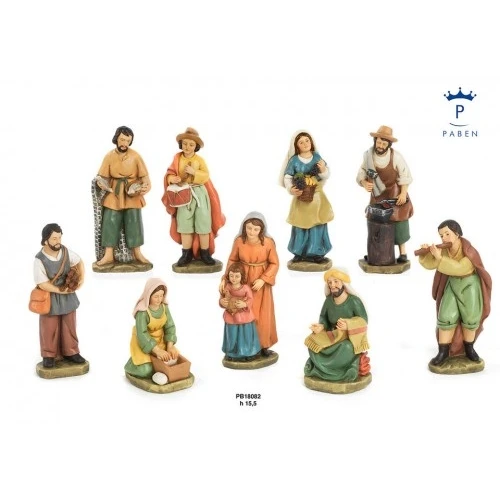SET 9 FIGURINE PRESEPE 15.5 CM. RESINA
