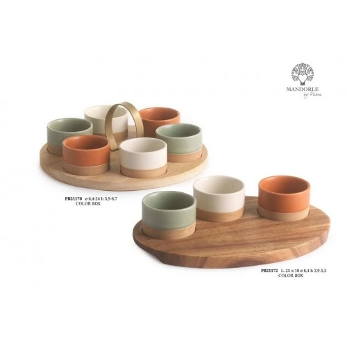 SET ANTIPASTIERA 6 CIOTOLE C/VASSOIO 24 CM. PORCELLANA C.BOX