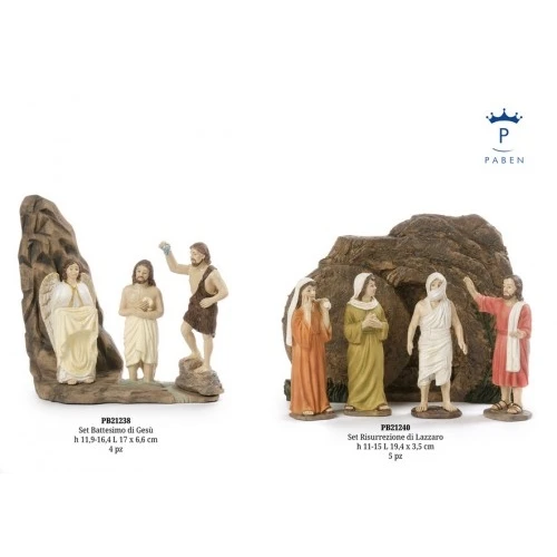 SET BATTESIMO DI GESU' 16.4 CM. 4 PZ. RESINA