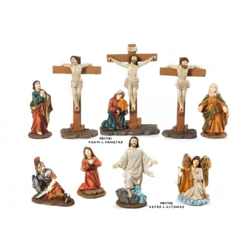SET CROCIFISSIONE GESU' 14 CM. RESINA