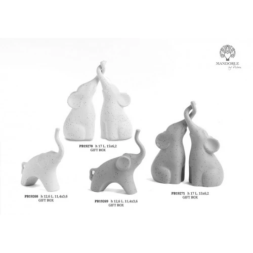 SET ELEFANTI BIANCHI 17 CM. PORCELLANA