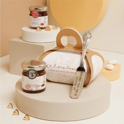 SET CON COLTELLINO FRAGOLA NOCCIOLA 40 G. - CLARALUNA 2025