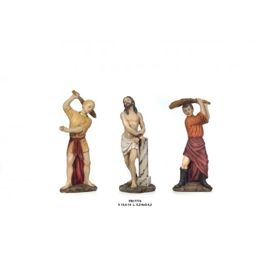 SET GESU' CON 2 FUSTIGATORI 14 CM. RESINA