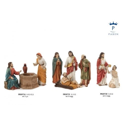 SET GESU' E LA SAMARITANA AL POZZO 12.1 CM. 3 SOGGETTI RESINA