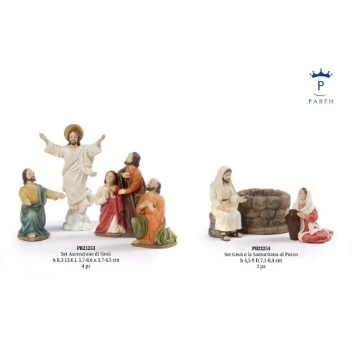 SET GESU' E LA SAMARITANA AL POZZO 9 CM. 3 PZ. RESINA